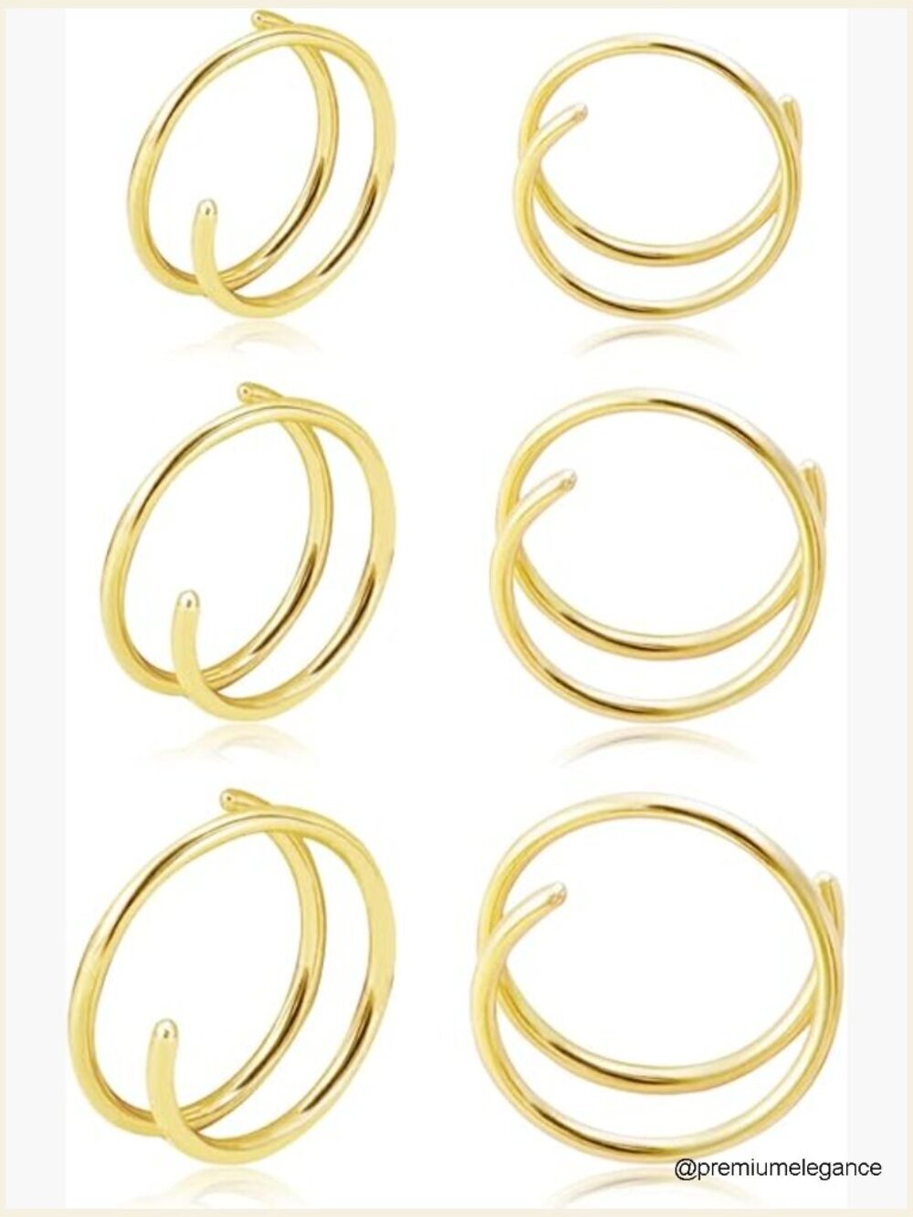 Double Hoop Earrings for Single Piercing 3 Pairs